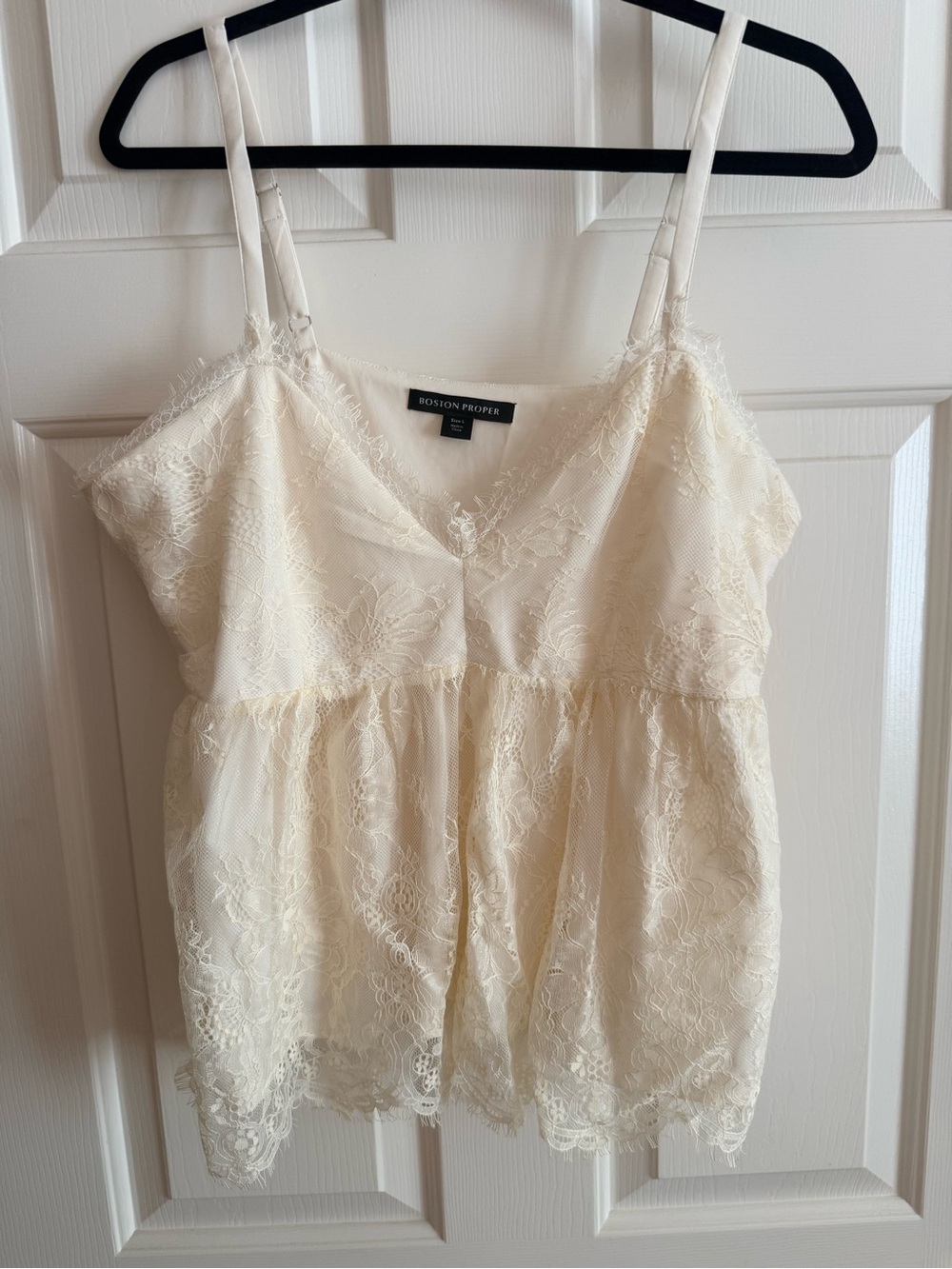 Boston Proper Large Cream Lace Camisole Tank Top